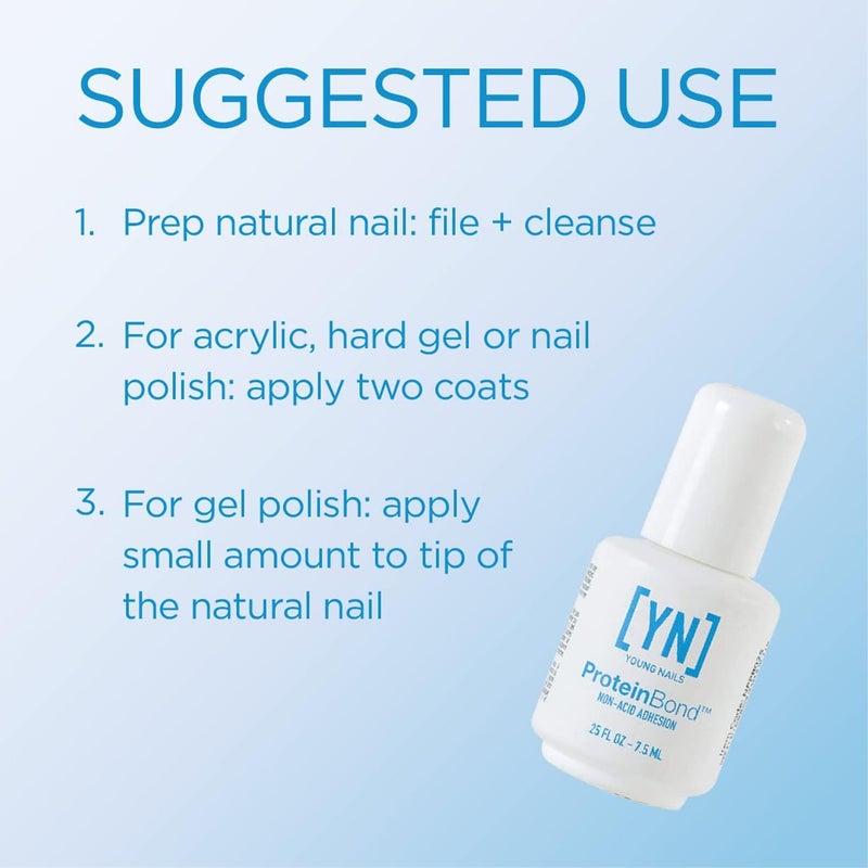 Young Nails Protein Bond - Non-Acidic Nail Primer, Enhanced Adhesion for Gel Polish & Acrylic, Nail Dehydrator, PH Bonder for Gel Nails, 0.25 oz - Image 2