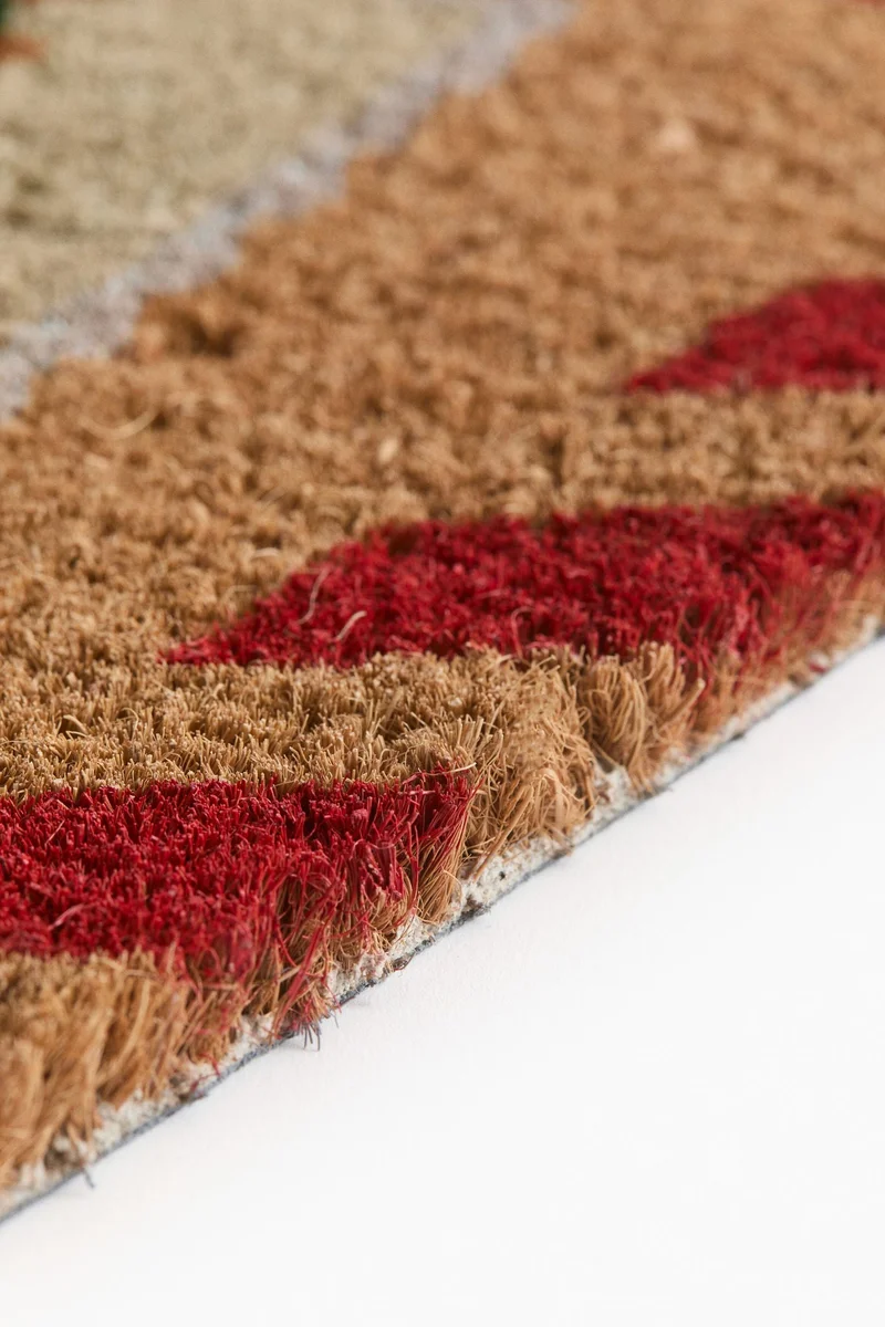 اتش اند ام سجادة باب من ألياف جوز الهند مزيّنة بطبعة