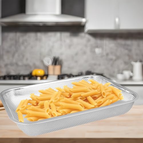 Freshome Stainless Steel Perforated Colander – Heavy-Duty Strainer for Draining Pasta, Vegetables, and Fruits – Durable & Rust-Resistant Kitchen Essential (Silver(40x32), Large) - Image 4