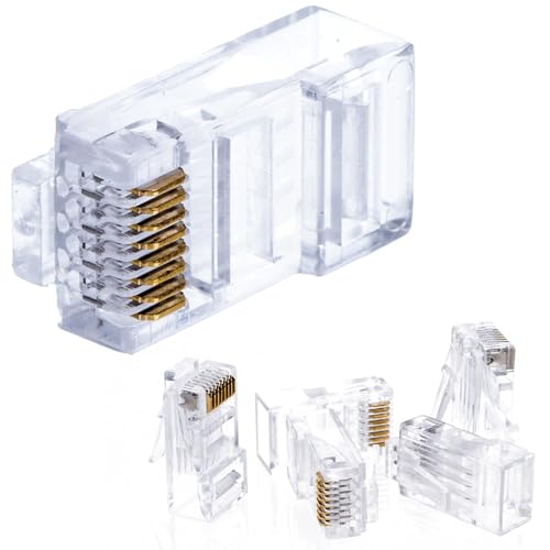 SATMAXIMUM CAT6 RJ45 Modular Plugs, 8P8C Network Connectors for Solid or Stranded UTP Cable, Clear RJ45 Ends (50 PCS) - Image 1