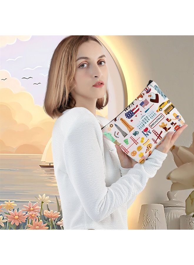 LEVLO USA Travel Cosmetic Bag New York Souvenir Gift I Love Newyork Zipper Pouch Bag America Flag Merch (I LOVE NEWYORK) - Image 5