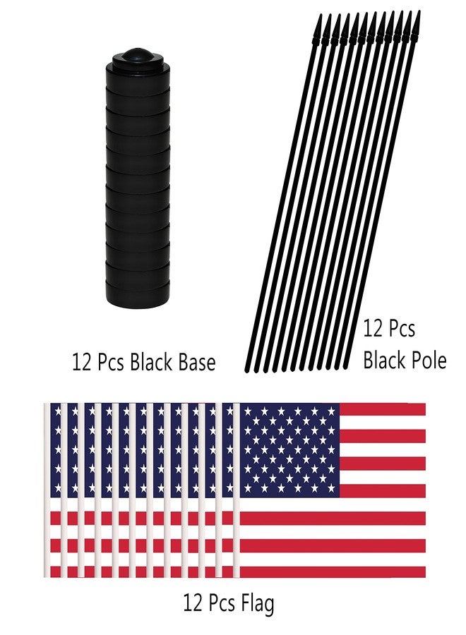 BCLin 12 Pack USA Desk Flags Set, American US Small Mini Table Office Flags with 12" Solid Black Pole, 8.2 x 5.5 Inches, Home and Office Decoration, Festival Celebrations - Image 3