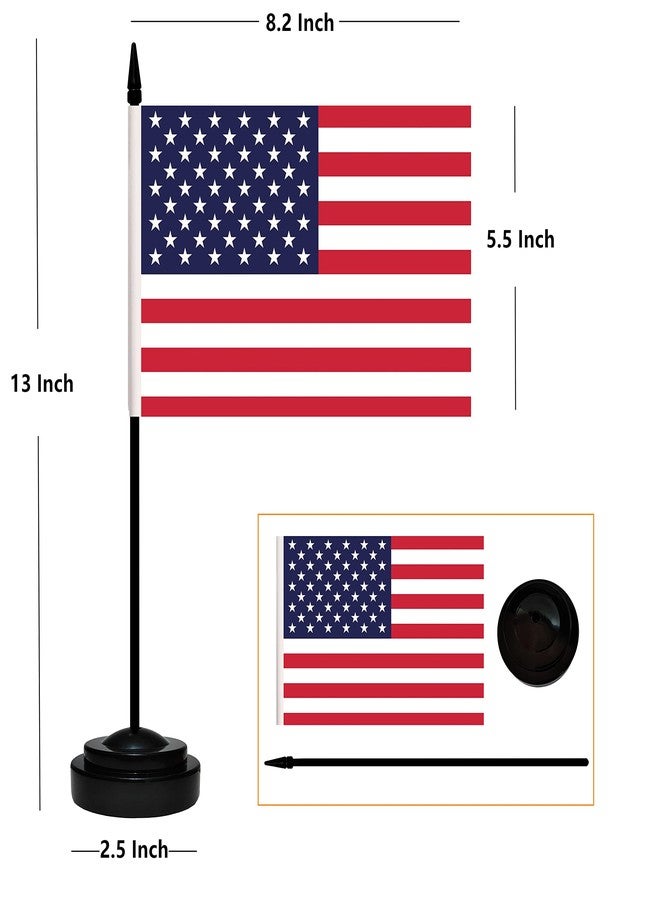 BCLin 12 Pack USA Desk Flags Set, American US Small Mini Table Office Flags with 12" Solid Black Pole, 8.2 x 5.5 Inches, Home and Office Decoration, Festival Celebrations - Image 2