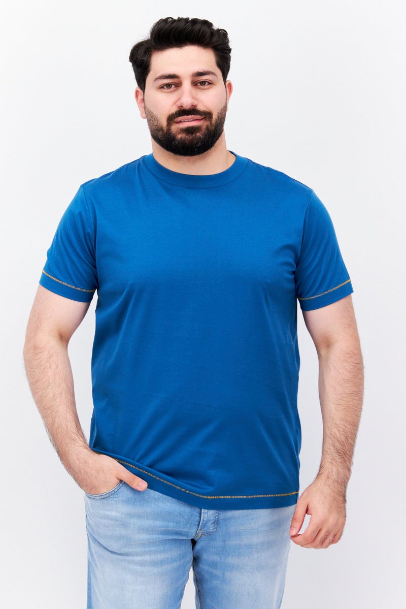 ESPRIT Men Crew Neck Short Sleeves Graphic Plain T-shirt, Light Blue - Image 1