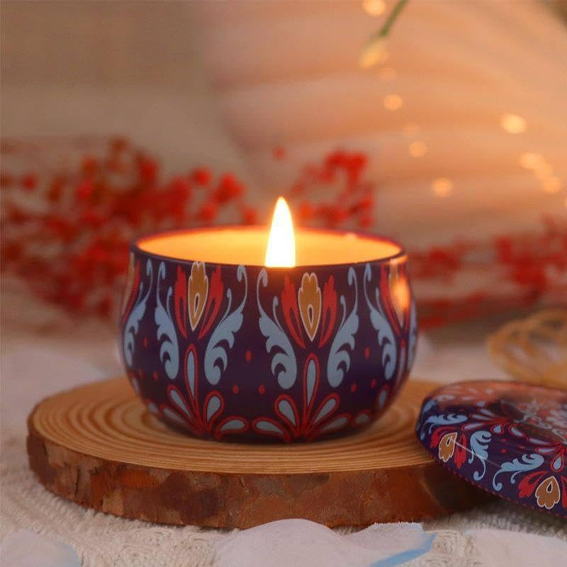 Zerolex Luxury Scented Candles in Reusable Floral Printed Tin Cans Pack of 4 - Image 2