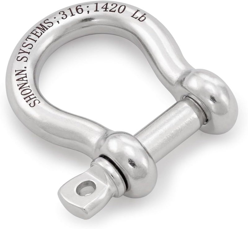 Shonan.Systems Shonan 3/8" Bow Shackles - Marine Grade Heavy Duty D-Ring Shackle, 2-Piece Stainless Steel Anchor Shackle - Image 4