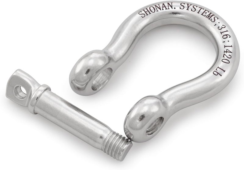 Shonan.Systems Shonan 3/8" Bow Shackles - Marine Grade Heavy Duty D-Ring Shackle, 2-Piece Stainless Steel Anchor Shackle - Image 5