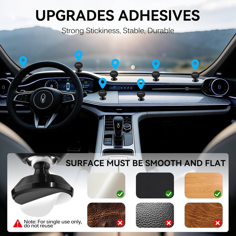 iVoler Magnetic Car Phone Holder - 2 Pieces, 360 Degree Rotation, Universal Smartphone Holder for Car - Black - Image 5