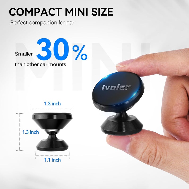 iVoler Magnetic Car Phone Holder - 2 Pieces, 360 Degree Rotation, Universal Smartphone Holder for Car - Black - Image 3