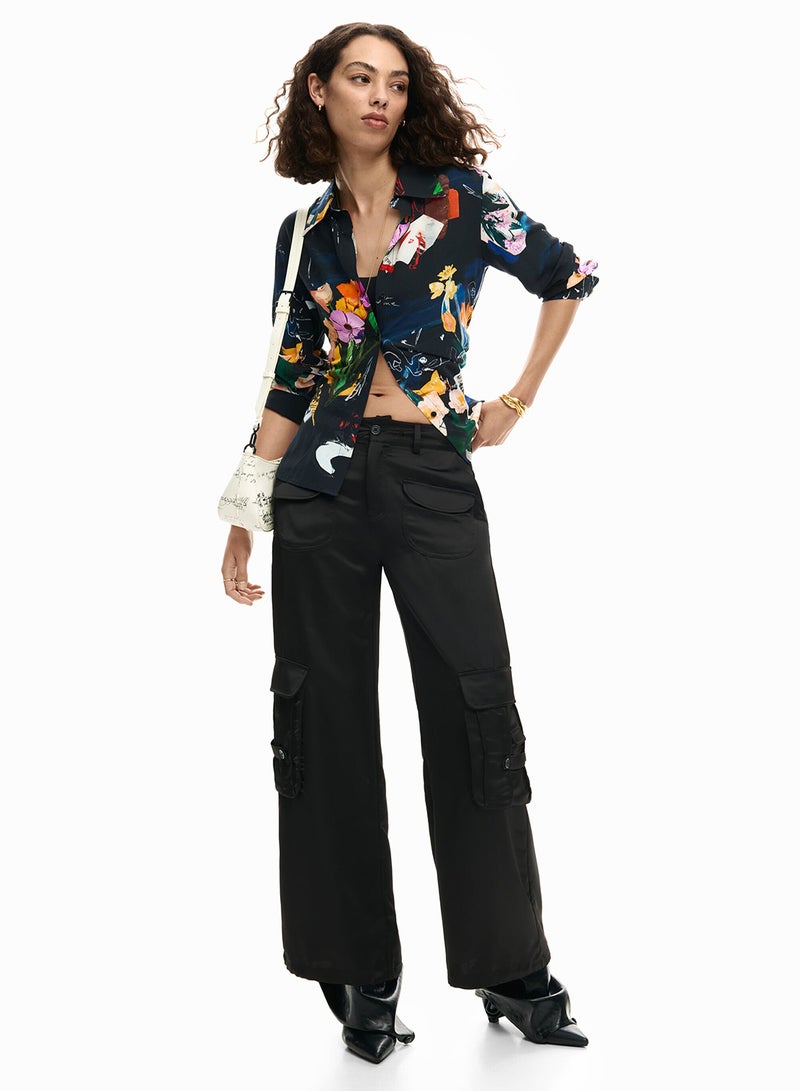 DESIGUAL Long-Sleeved Shirt With V-Neckline Adjustable Tie At The Waist - Image 2