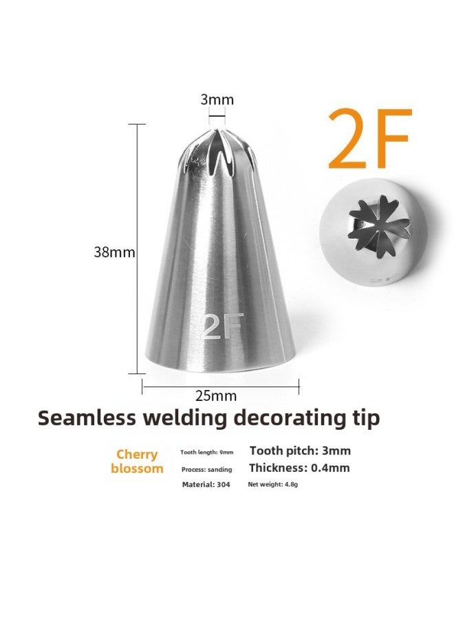 304 Stainless Steel Pastry Nozzle 6-tooth Belt Number Seamless Welding Cream Nozzle Large Cake Decorating Tool-Specifications:2F  - Image 1