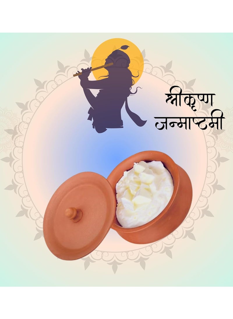 Terra Charms Terra Charms Clay Handi for Handi of Krishna A Clay Tribute to Janmashtamis Joy Clay Pot Serving Pot Hand Craft Handi for Making Makhan Mishri Bhog Parsadm 1L Capacity  - Image 2