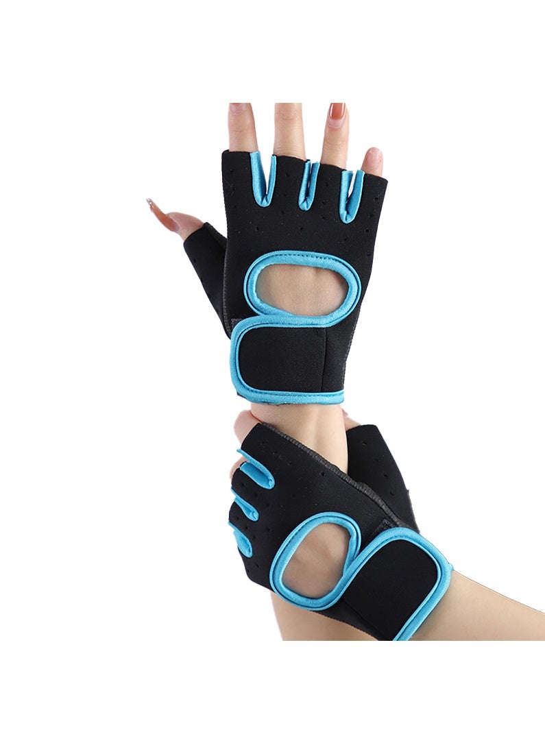Weight Lifting Gloves for Men Women Gym Gloves for Workout Training Exercise Fitness Hanging, Pull ups for Dumbbell, Cycling,Black-Blue,M - Image 1