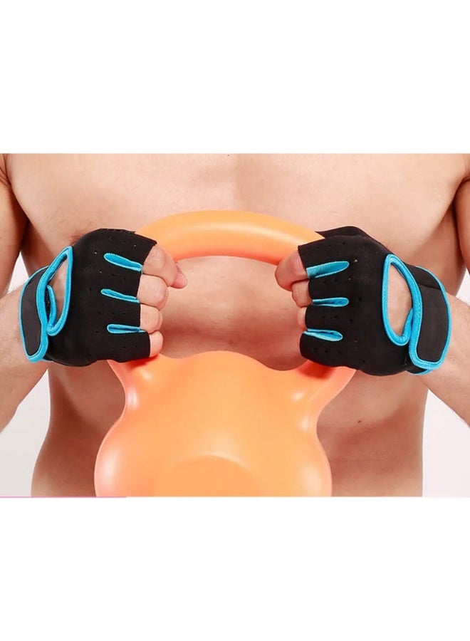 Weight Lifting Gloves for Men Women Gym Gloves for Workout Training Exercise Fitness Hanging, Pull ups for Dumbbell, Cycling,Black-Blue,M - Image 3