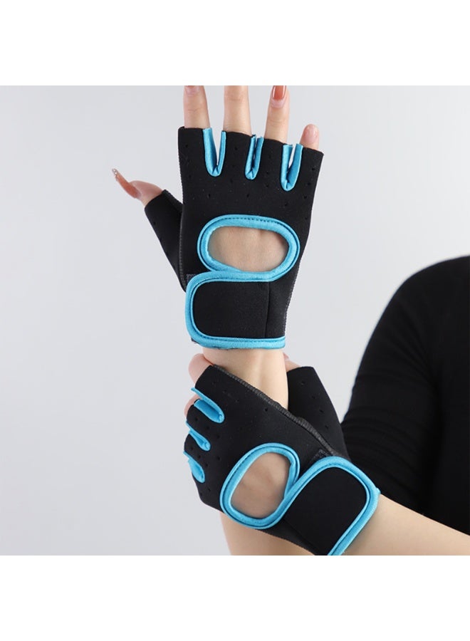 Weight Lifting Gloves for Men Women Gym Gloves for Workout Training Exercise Fitness Hanging, Pull ups for Dumbbell, Cycling,Black-Blue,M - Image 2