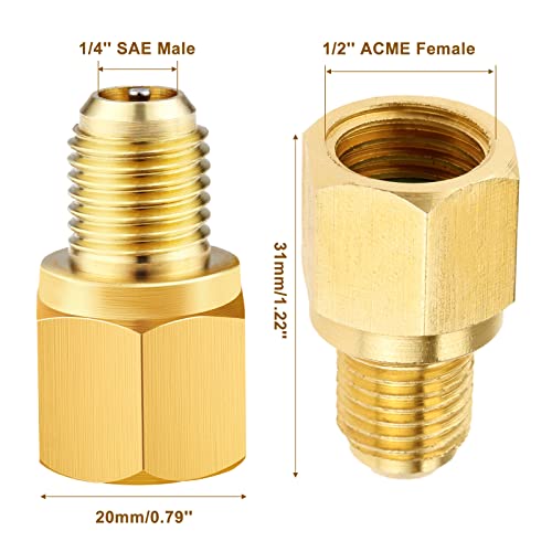Aupoko محول مضخة فراغ R1234YF، محول خزان المبرد إلى R12، محول أنثوي 1/2’’ إلى ذكر 1/4’’ SAE، يناسب نظام المبرد R1234yf إلى R12 - Image 2