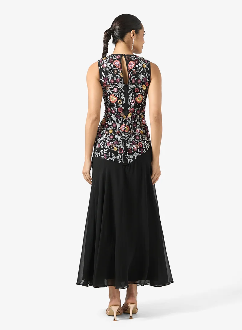 Frock and Frill Mesh Detailed Embellished Maxi Dress