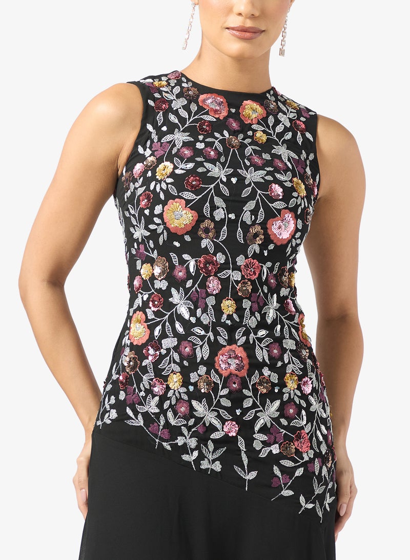 فروك اند فرل فستان ماكسي مزين بتفاصيل شبكية - Image 3