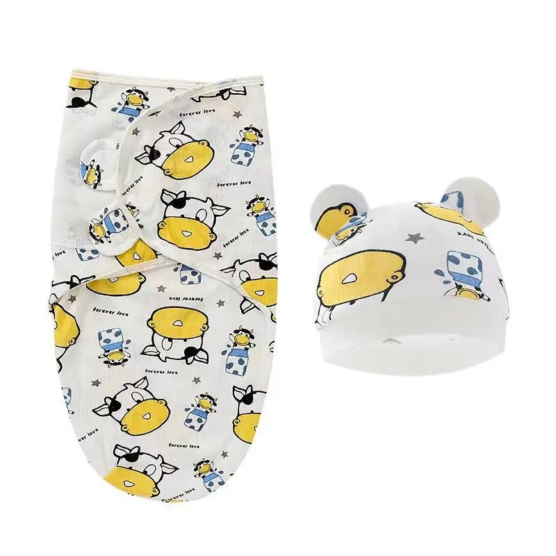 Bluejw Baby Swaddle Wrap with Hat Set - Soft Cotton Swaddle Blanket for Newborn Infant Sleep (Swaddlers) - Image 1