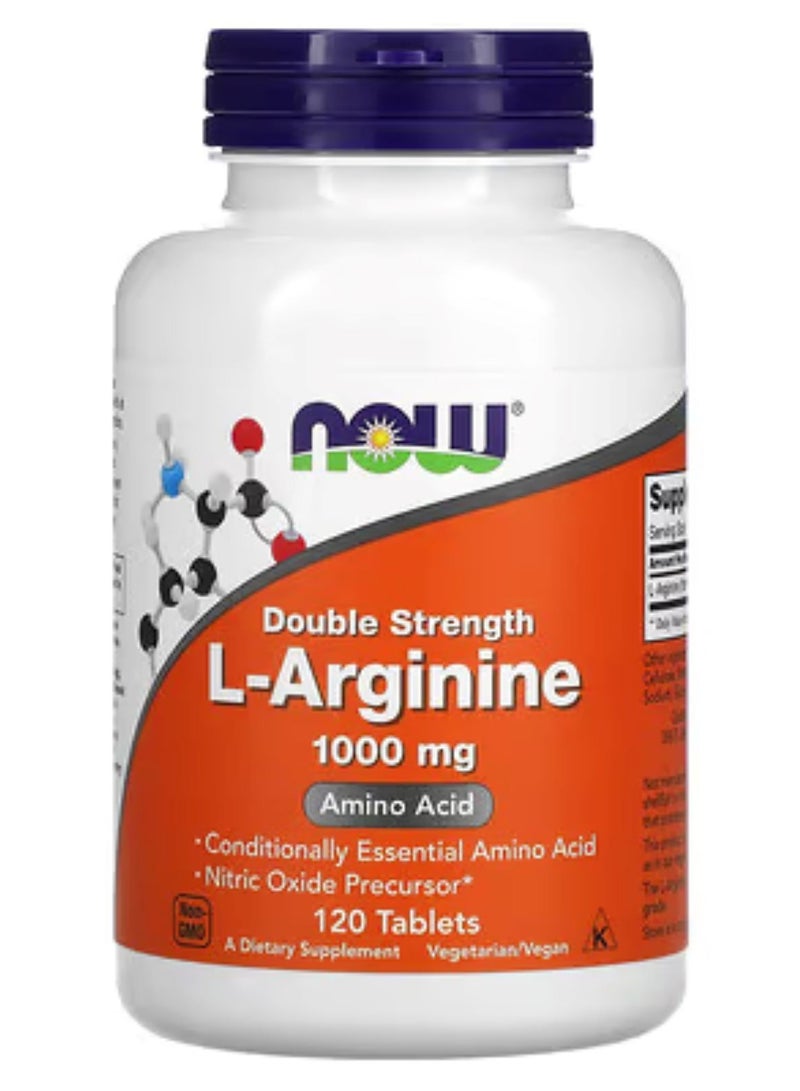 NOW Foods L-Arginine Double Strength 1,000 mg 120 Tablets - Image 1