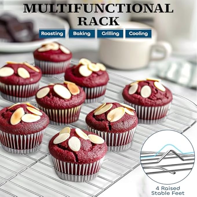 لينند صينية تحميص من الفولاذ المقاوم للصدأ، صينية تحميص مع رف خبز، أواني طهي من الفولاذ المقاوم للصدأ، صينية لازانيا بمقابض للمطبخ، صينية شواء كبيرة، صواني خبز عميقة، آمنة للاستخدام في الفرن وغسالة الأطباق، غير لاصقة - Image 5