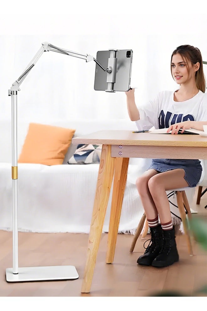 أبيكس حامل أرضي للأجهزة اللوحية بقاعدة متينة شديدة التحمل، حامل iPad للسرير العلوي مع زاوية وارتفاع قابل للتعديل، متوافق مع الهواتف المحمولة والكمبيوتر اللوحي مقاس 4.7-12.9 بوصة، لأجهزة - Image 3