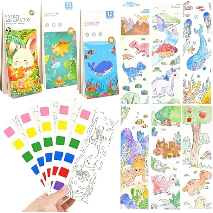 3-PACK WATER COLORING BOOKS FOR KIDS AGES 2-8 - OCEAN, ANIMALS, DINOSAUR THEMES, PAINT WITH WATER BOOKS, TRAVEL ESSENTIALS ACTIVITIES, CREATIVE ARTS CRAFTS FOR TODDLERS BOYS GIRLS - Image 1