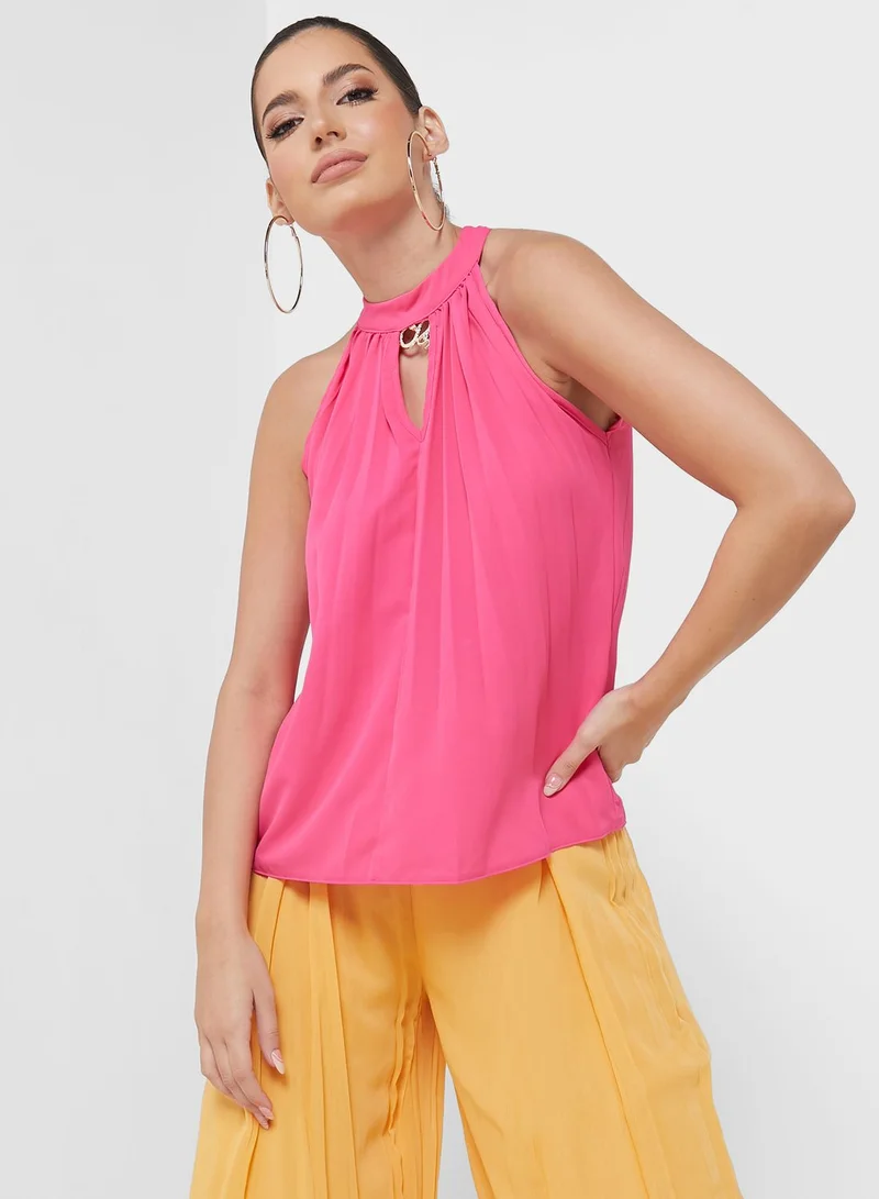 MIZALLE Keyhole Halter Neck Top