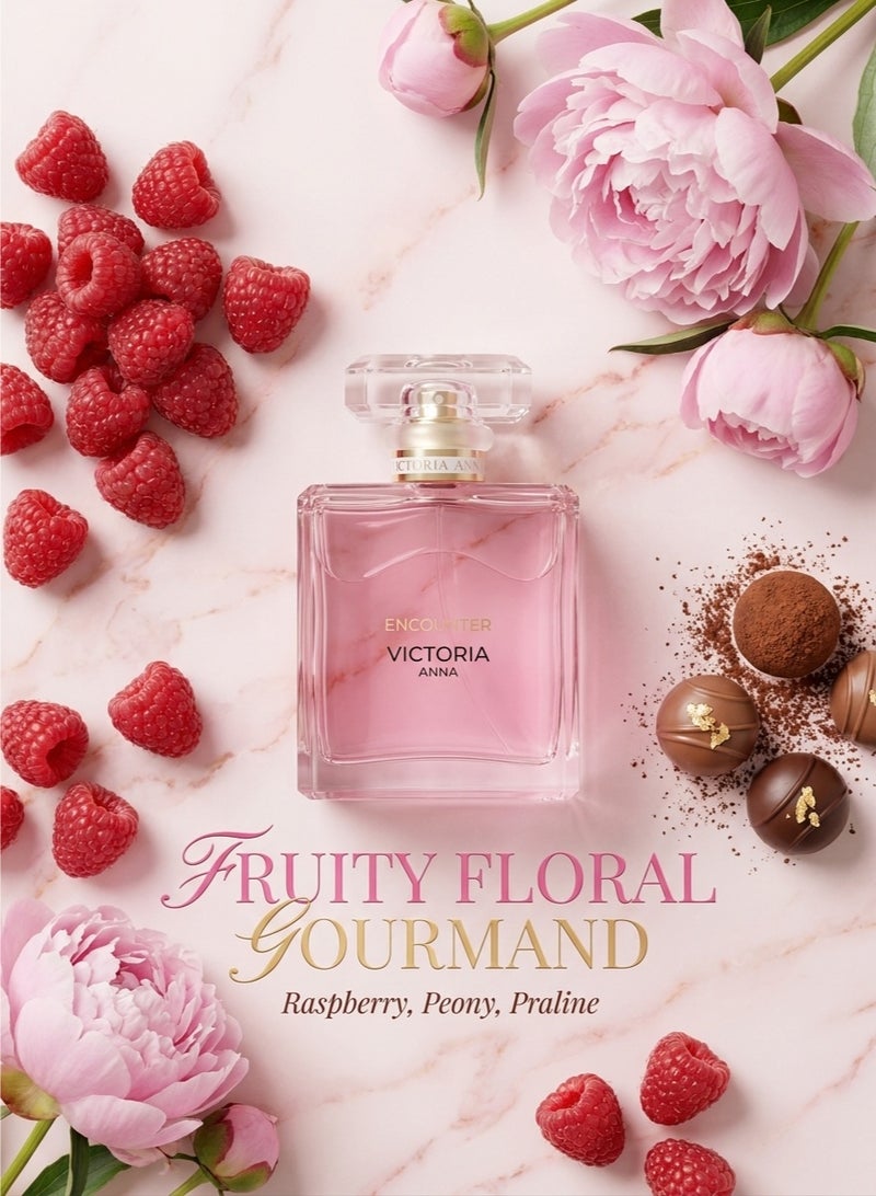 VICTORIA ANNA Encounter Perfume for Women 100ml | Romantic Sweet Fruity Floral EDT | Elegant Raspberry & Praline Fragrance Gift - Image 3