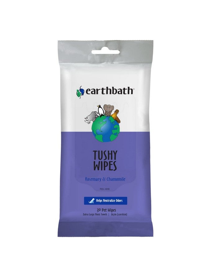earthbath, Rosemary & Chamomile Tushy Wipes - Dog Wipes for Paws and Butt, Pet Wipes for Dogs & Cats, Made in USA, Cruelty-Free Dog Cleaning Wipes, Helps Neutralize Odors - 30 Count (1 Pack) - Image 1