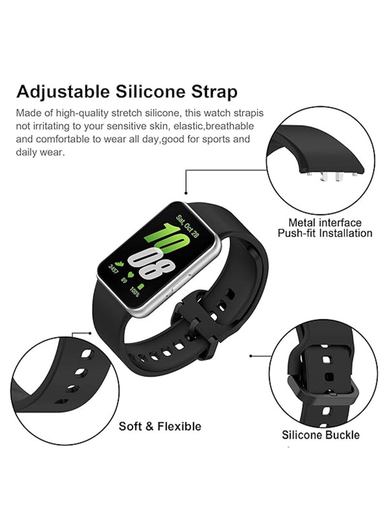 Excefore Compatible for Samsung Galaxy FIT 3 Watch Band, Silicone Breathable Quick Release Watch Strap Accessories for Samsung Galaxy FIT 3 SM-R390 Smartwatch, Black+Blue+White  - Image 5
