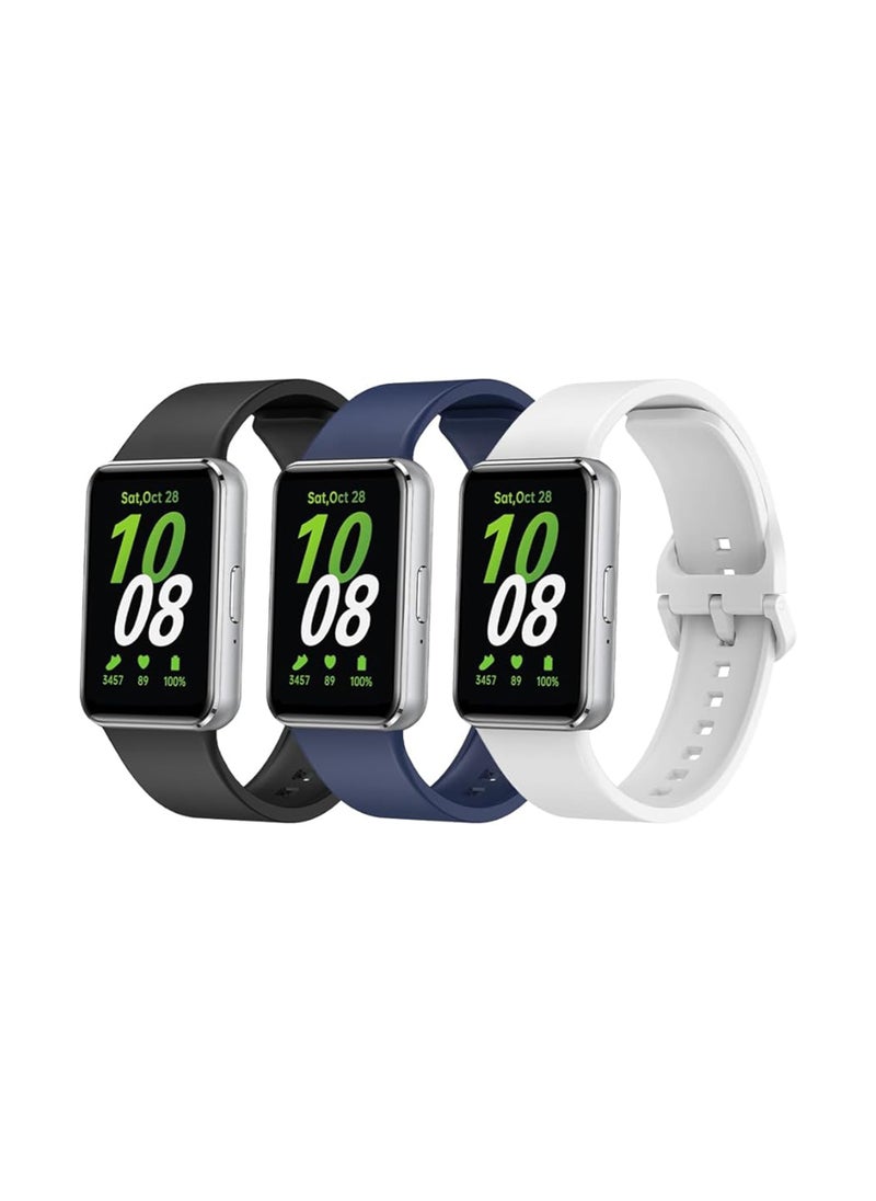 Excefore Compatible for Samsung Galaxy FIT 3 Watch Band, Silicone Breathable Quick Release Watch Strap Accessories for Samsung Galaxy FIT 3 SM-R390 Smartwatch, Black+Blue+White  - Image 1