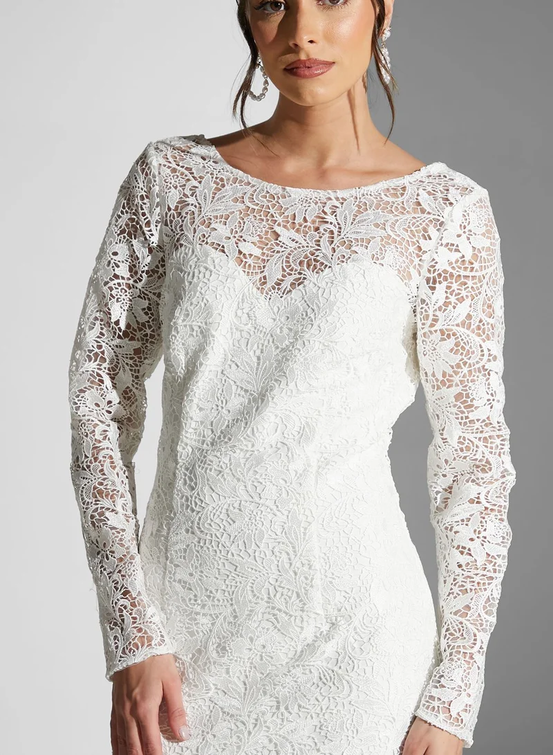 Chi-Chi London Josette Fishtail Hem Lace Dress