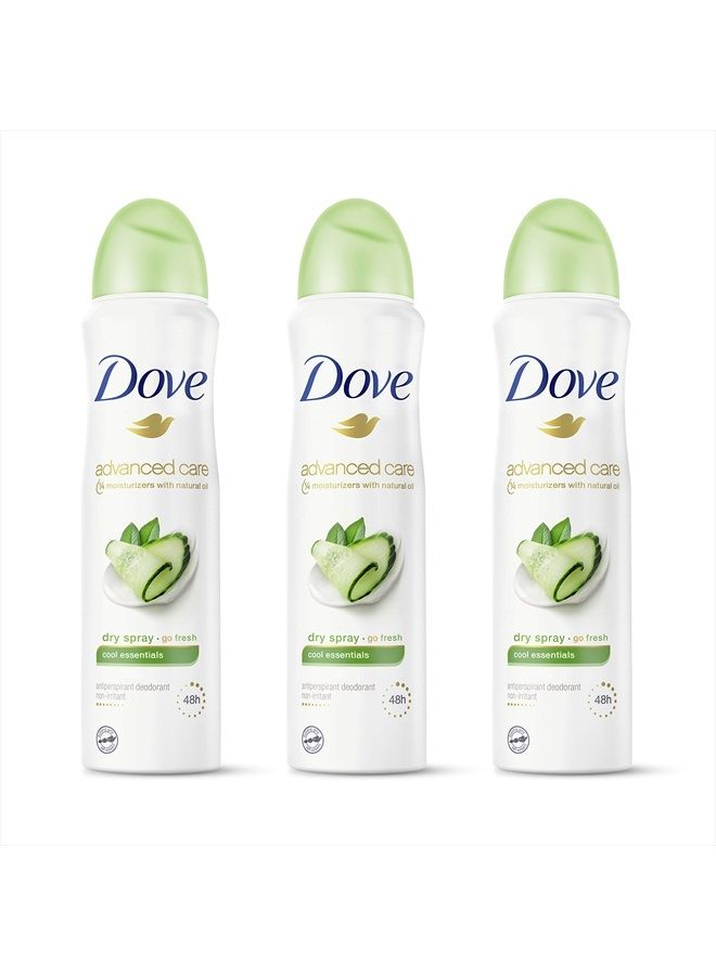 Dove مزيل العرق بخاخ جاف للعناية المتقدمة للنساء، أساسيات باردة، لحماية لمدة 48 ساعة وتحت الإبطين ناعمة ومريحة، 3.8 أونصة، 3 عدّاد - Image 1