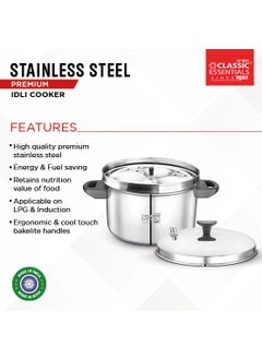 Classic Essentials Classic Essentials Stainless Steel Idli Cooker with 4 Plates | Idli/Dhokla/Momos Maker & Steamer | Bakelite Handle | Gas Stove and Induction Compatible | Kitchen Accessories | Silver  - Image 2