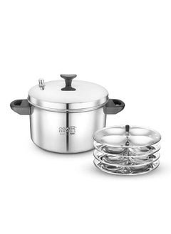 Classic Essentials Classic Essentials Stainless Steel Idli Cooker with 4 Plates | Idli/Dhokla/Momos Maker & Steamer | Bakelite Handle | Gas Stove and Induction Compatible | Kitchen Accessories | Silver  - Image 1