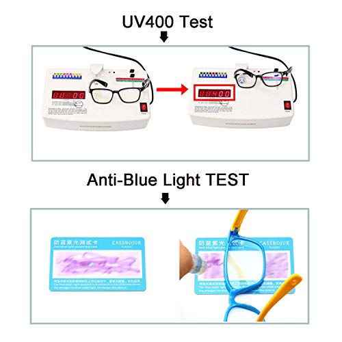 AHXLL Kids Blue Light Blocking Glasses 2 Pack, Anti Eyestrain & UV Protection, Computer Gaming TV Phone Glasses for Boys Girls Age 3-9 (Transparent Purple+ Transparent Pink) - Image 4