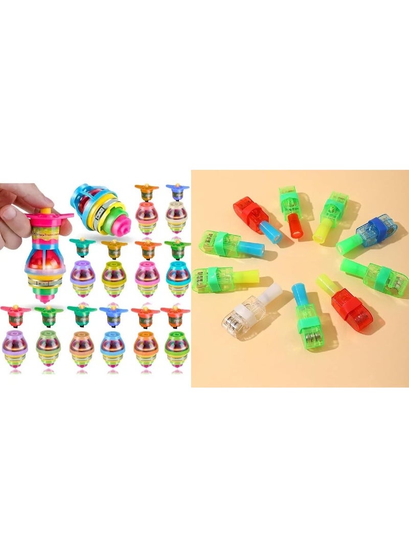 12 pcs spinning gyro top and 12 pcs mini led projection finger lights