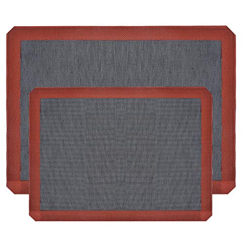 Asenky Silicone hollow Baking Mat Sheet, Set of 2. NonStick Oven Liner Perforated Mesh Pad, baked biscuits non-stick high temperature mat, breathable fiberglass baking mat, double-sided available. - Image 1