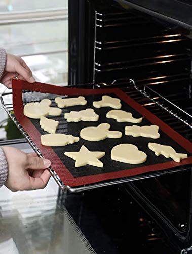 Asenky Silicone hollow Baking Mat Sheet, Set of 2. NonStick Oven Liner Perforated Mesh Pad, baked biscuits non-stick high temperature mat, breathable fiberglass baking mat, double-sided available. - Image 5