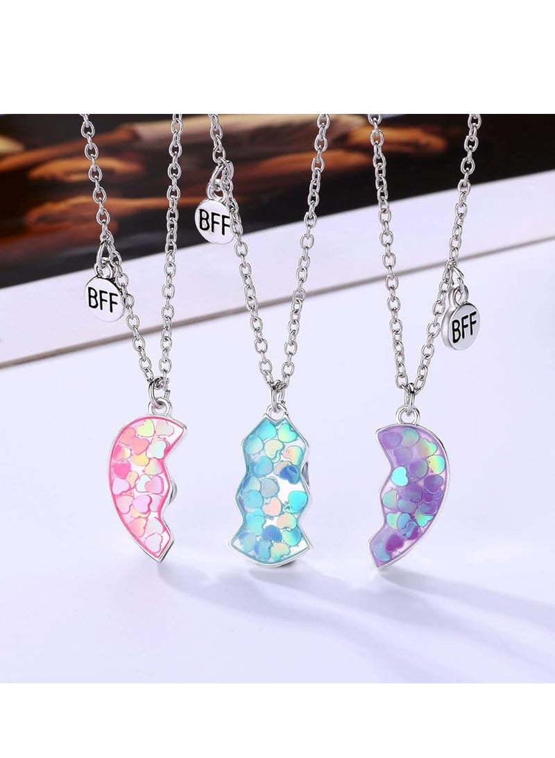 أوزيغالور قلادات صداقة لـ 3 فتيات، قلادات قلب، هدايا للأخوات والأصدقاء - Image 4