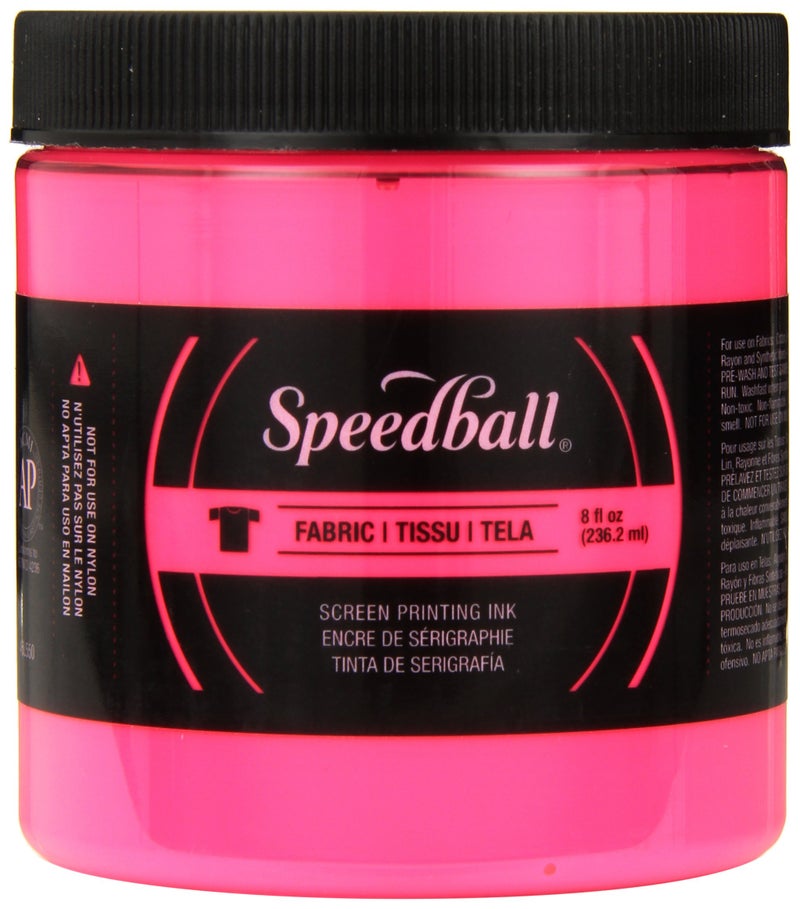 Speedball 004687 Fluorescent Screen Printing Ink, 8 fl. oz., Hot Pink - Image 1