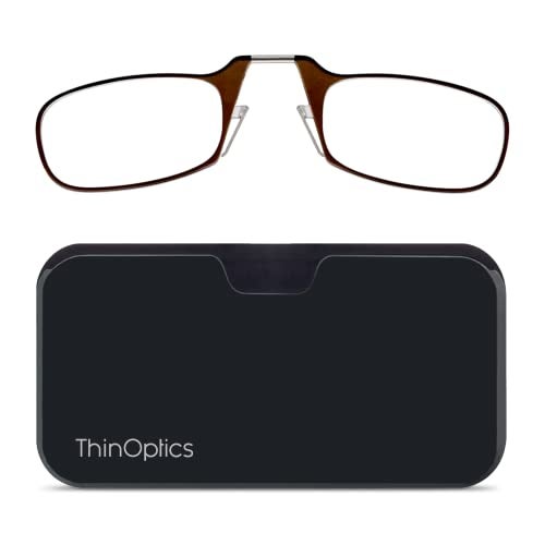 ThinOptics نظارات قراءة ThinOptics للبالغين غير محددة الجنس + علبة بود عالمية سوداء | إطارات بنية، قوة 1.00 نظارات قراءة إطارات بنية / علبة سوداء، 44 مم - Image 1