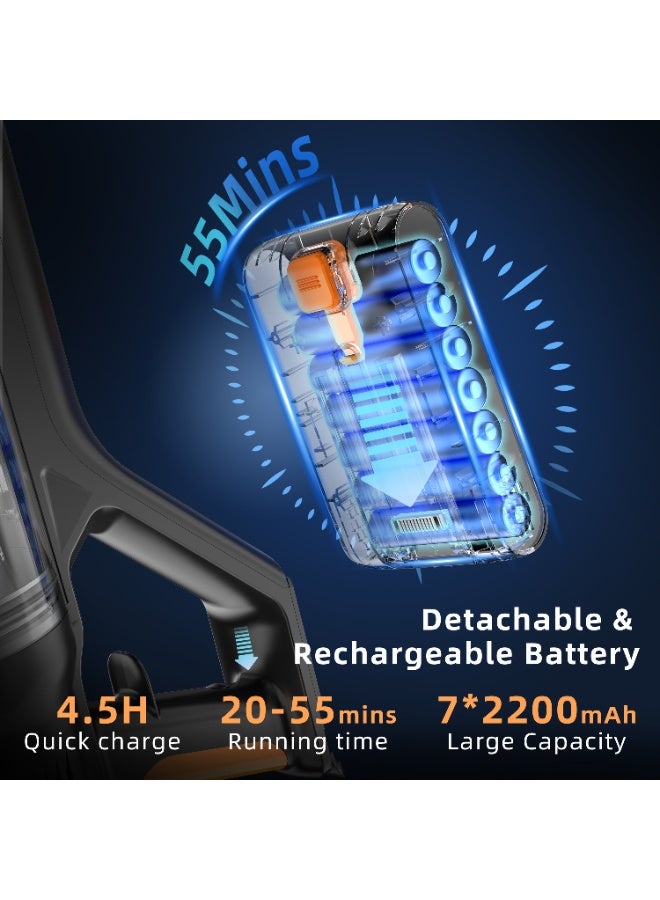 Blossom Cordless Stick Vacuum 550W/50Kpa,55 Minutes Cordless Vacuum for Carpets,Hard Floors,Pet Hair - Blossom - Image 2