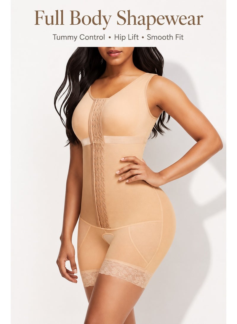 Women Full Body Shapewear Bodysuit – Tummy Control, Butt Lift, Adjustable Hook & Eye, Comfortable Slimming Corset - Image 1