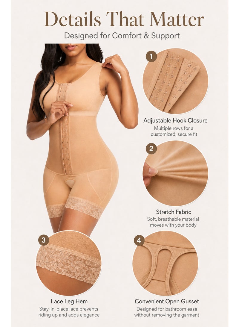 Women Full Body Shapewear Bodysuit – Tummy Control, Butt Lift, Adjustable Hook & Eye, Comfortable Slimming Corset - Image 3