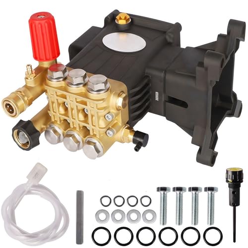 Biswing Pressure Washer Pump, 1" Shaft Horizontal Triplex Plunger, 4400 PSI Max, 4 GPM, Direct Drive Pump with Adjustment Unloader, Replacement Pumps for Cold Water Gas Power Pressure Washer - Image 1