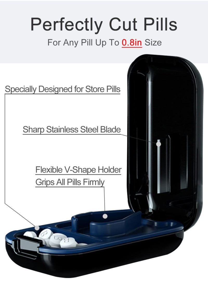 KASTWAVE - Pill Cutter, Professional Pill Splitter for Cutting Small Pills or Large Pills in Half with Safe Blade, Cuts Vitamins Tablets, Portable Pill Crushers Pill Divider Cutting Cleanly (1 PCS, Black) - Image 1
