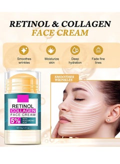 RETINOL Retinol Collagen Face Cream with 5% Hyaluronic Acid - Anti-Aging Face Moisturizer Stick for Women Fade Lines Firming & Tightening Facial and Neck - Hydrating Face Stick for All Skin Types, 1.41 oz  - Image 2