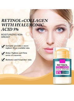 RETINOL Retinol Collagen Face Cream with 5% Hyaluronic Acid - Anti-Aging Face Moisturizer Stick for Women Fade Lines Firming & Tightening Facial and Neck - Hydrating Face Stick for All Skin Types, 1.41 oz  - Image 3